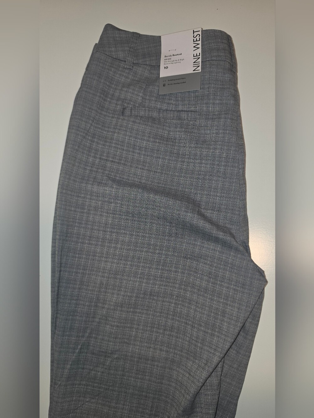 Nine West Gray Glen Plaid Boot Cut Pants